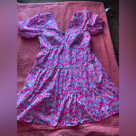 NWT Lilly Pulitzer Nalani Short Sleeve Cotton Dress- 16- Aura Pink Baby Bloomer - Picture 4 of 7